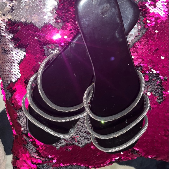 SHEIN Black Sandals with Silver Straps - Picture 1 of 1